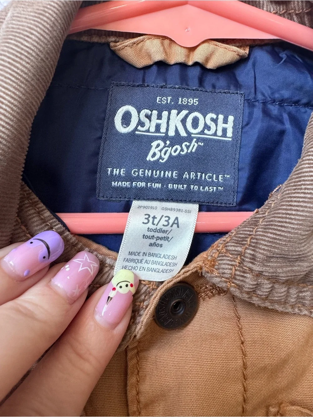 OshKosh B’gosh Toddler Boys Barn Jacket Tan Quilted Utility Coat Size 3T